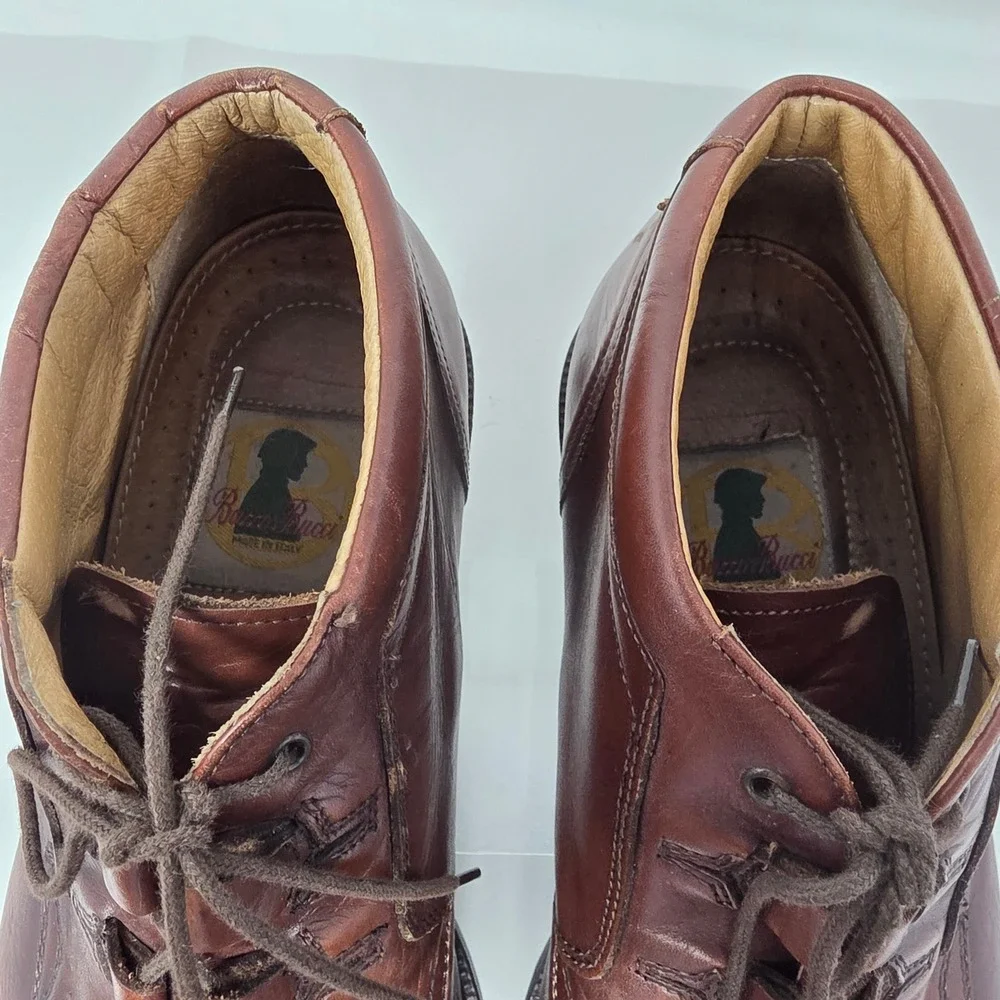Bacco Bucci Chukka Boots Mens 10.5 Brown Leather Moc Toe Made in Italy Good